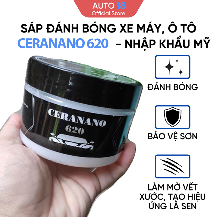 Sáp Đánh Bóng Xe Máy, Ô Tô CERANANO 300g Phủ Ceramic Wax Làm Đẹp Bóng Xe - Đánh Sạch Vết Xước Xe Tặng Kèm Khăn Lau