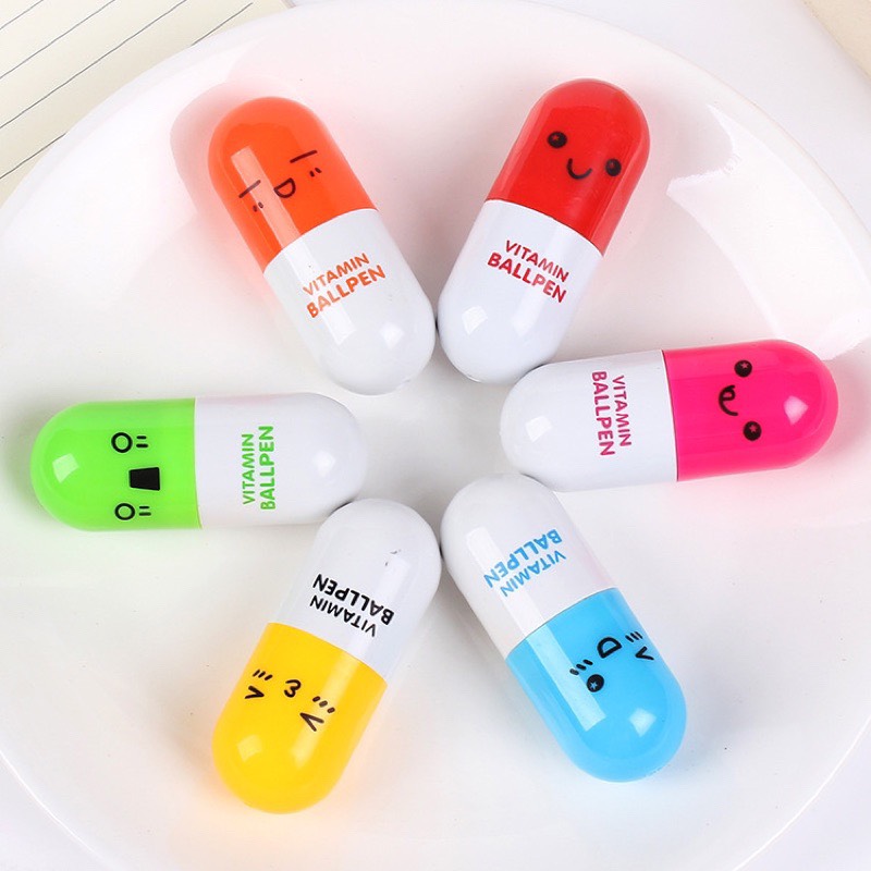 [quà tặng] Bút bi mực xanh hình viên thuốc