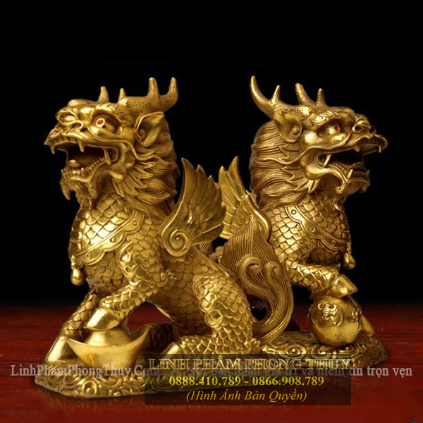 Cặp kỳ lân đồng nguyên chất cỡ đại