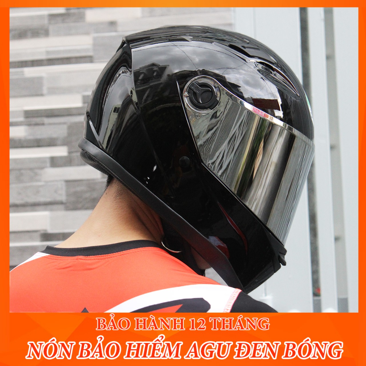 Mũ Fullface AGU tem sói đỏ kèm túi rút