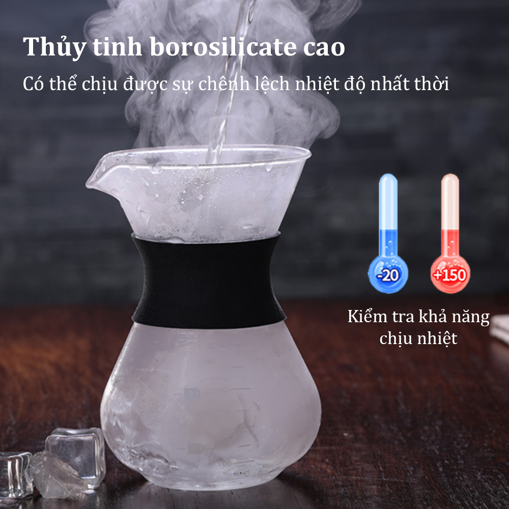 Bình Pha Cà Phê chứa phễu pha cà phê Bình cà phê thủy tinh Bình Pha Kèm Phễu 400ml ấm pha cà phê có dấu tích Máy pha cà phê coffee maker DODO