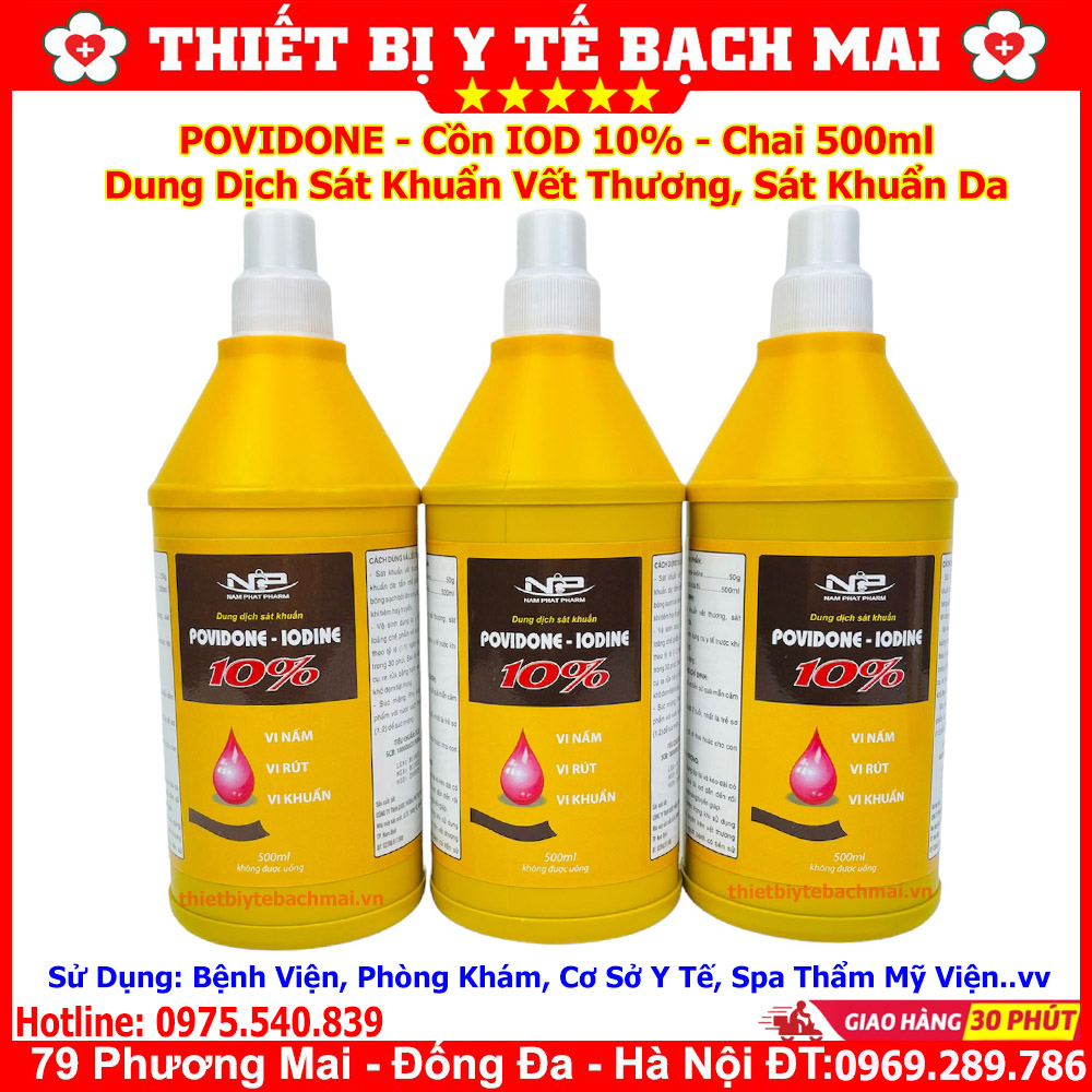 Dung dịch sát khuẩn povidon - cồn iod 10% diệt vi khuẩn, virut, nấm trên da