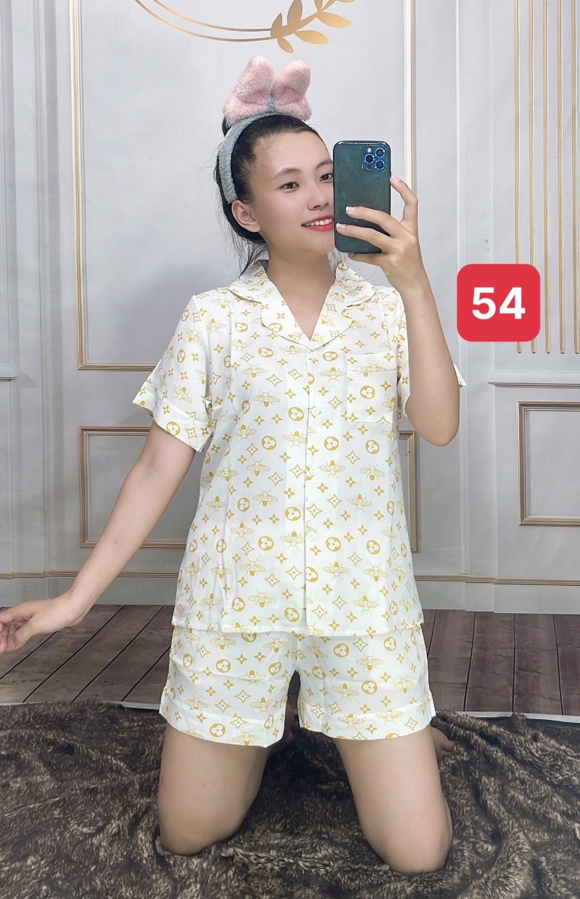 Đồ bộ nữ mặc nhà mùa hè cộc tay cộc quần đùi cho nữ chất lụa  mango mềm mát