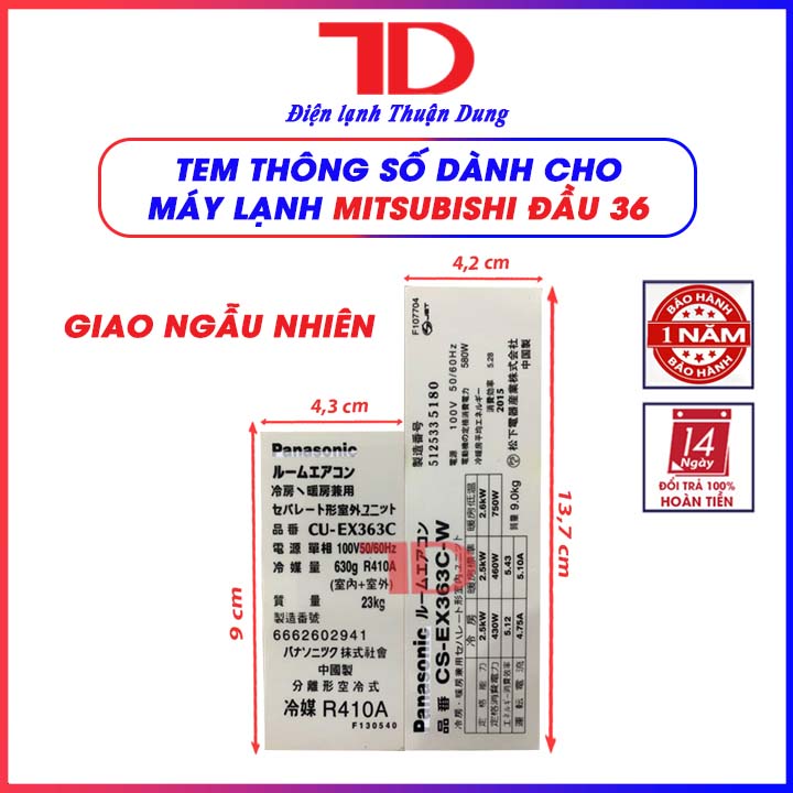 Tem thông số dành cho máy lạnh mitsubishi nội địa - điện lạnh thuận dung