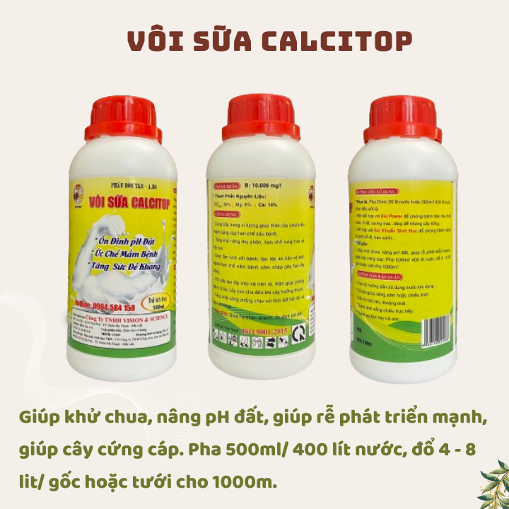 Nâng pH Đất, Hạ  Phèn Nhanh -  Phân Bón Cao Cấp - TKS VÔI SỮA (Chai 500ml)