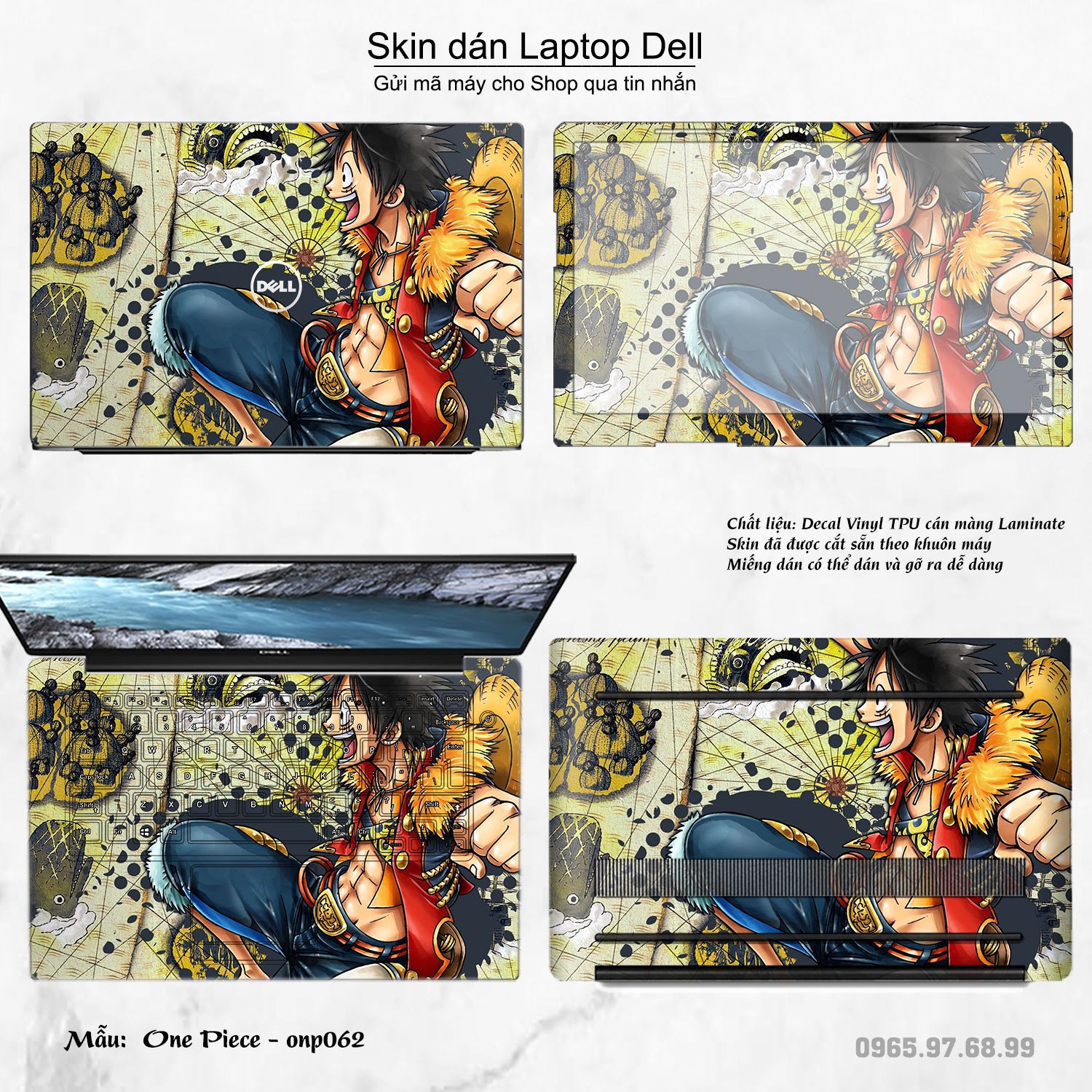 Decal Skin dán Laptop Dell mẫu One Piece