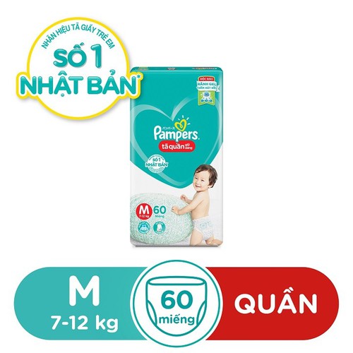 TPHCM - Tã/Bỉm quần Giữ Dáng Pampers M60 (cho bé từ 7-12kg)