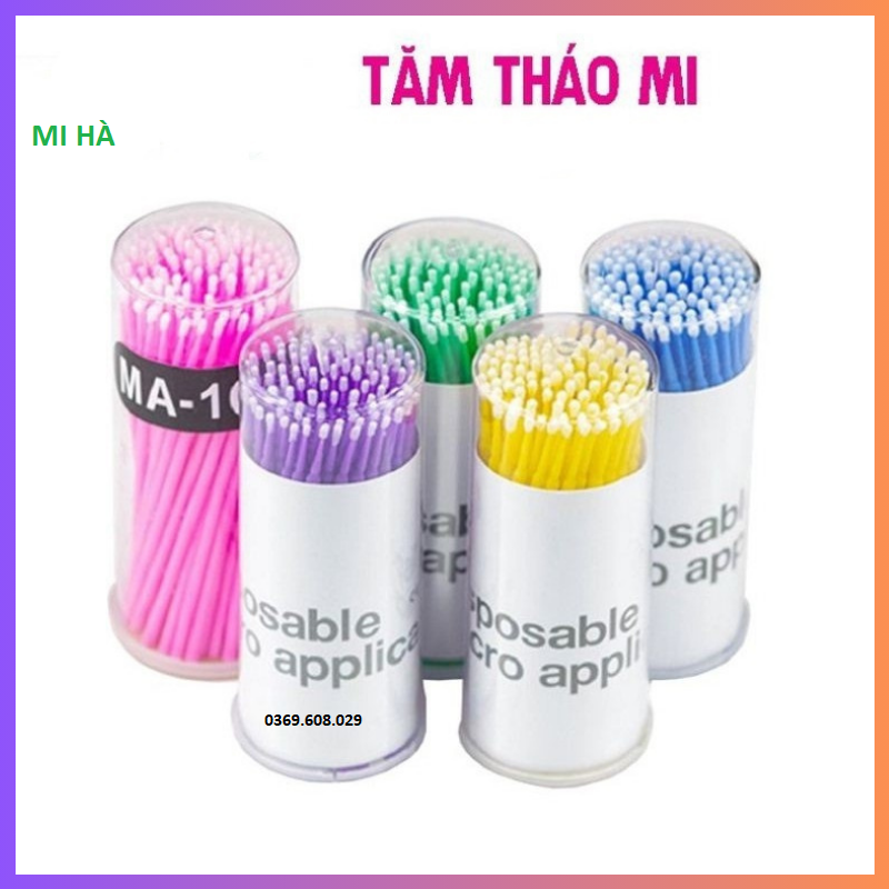 100 Cây Tăm Tháo Mi Đầu Nhỏ Đa Năng Tăm Bông Gỡ Mi Phun Xăm Thẩm Mỹ Lấy Tê_Tăm Tháo Mi_Phụ Liệu MI HÀ