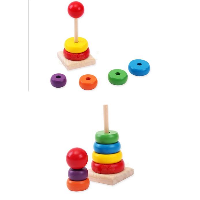 Đồ chơi tháp cầu vồng gỗ size bé