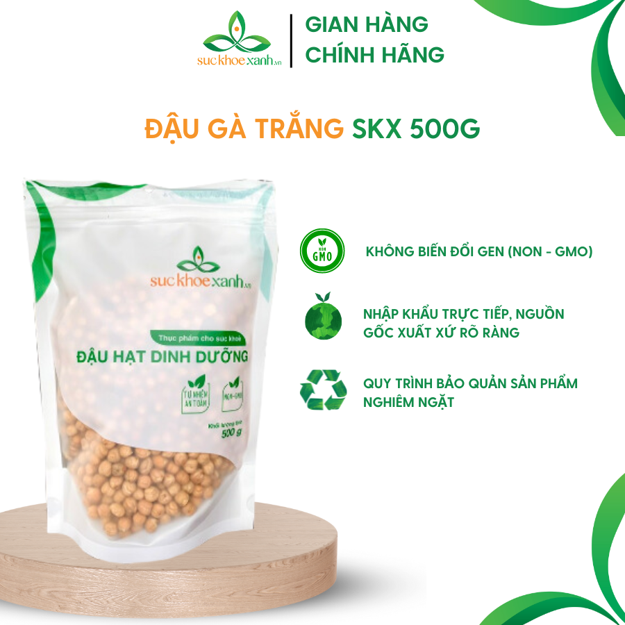 Đậu gà trắng Sức Khỏe Xanh - 500g/túi - Nhập khẩu Canada chính hãng