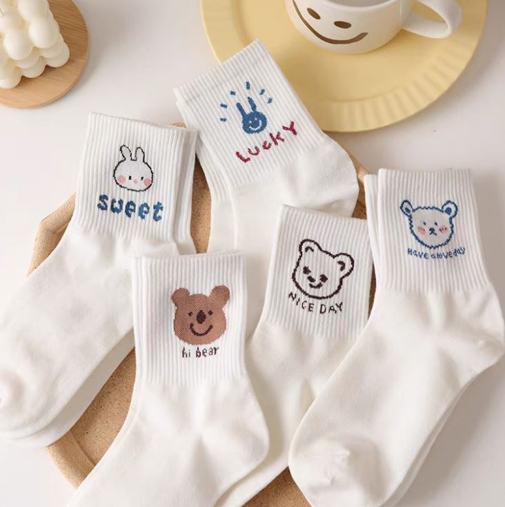 Set 5 đôi tất vớ cao cổ nữ mix gấu ss2