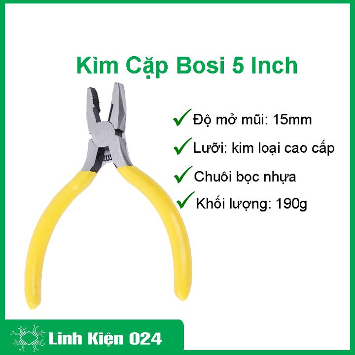 Kìm cặp Bosi 5 Inch màu vàng, kìm kẹp chắc chắn