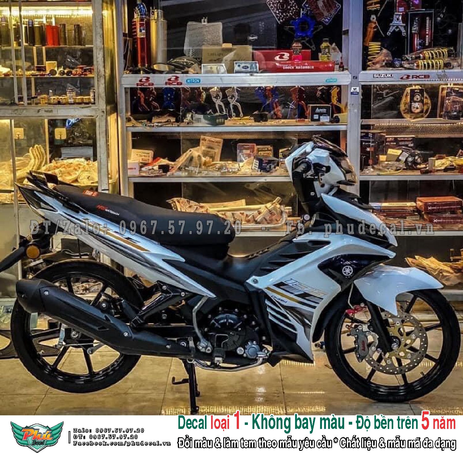 Tem rời xe exciter 135 lc trắng đen 2021
