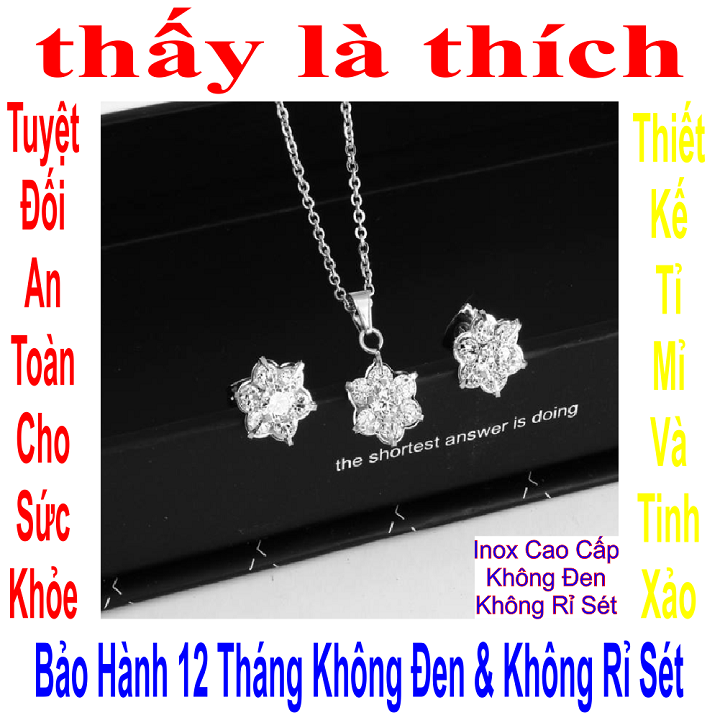 Dây chuyền nhỏ đẹp có mặt bông hoa đính nhiều đá Zircon - Cam kết 1 đổi 1 nếu hoen, gỉ sét