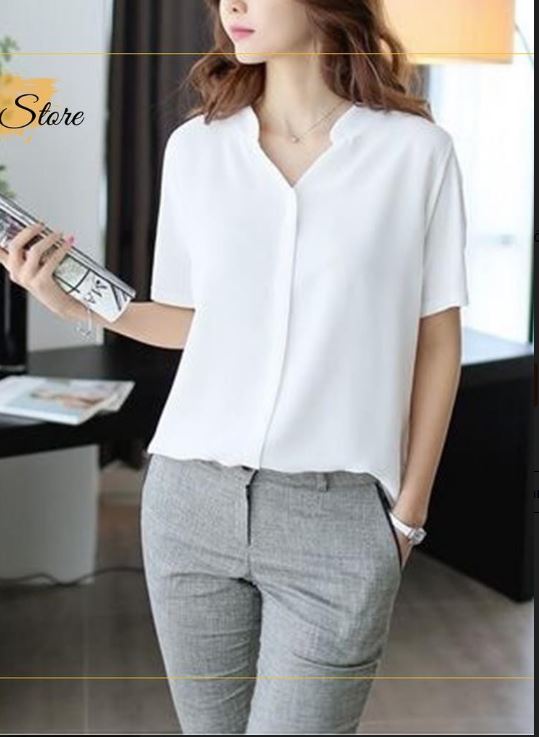 Áo sơ mi cổ trụ tay ngắn