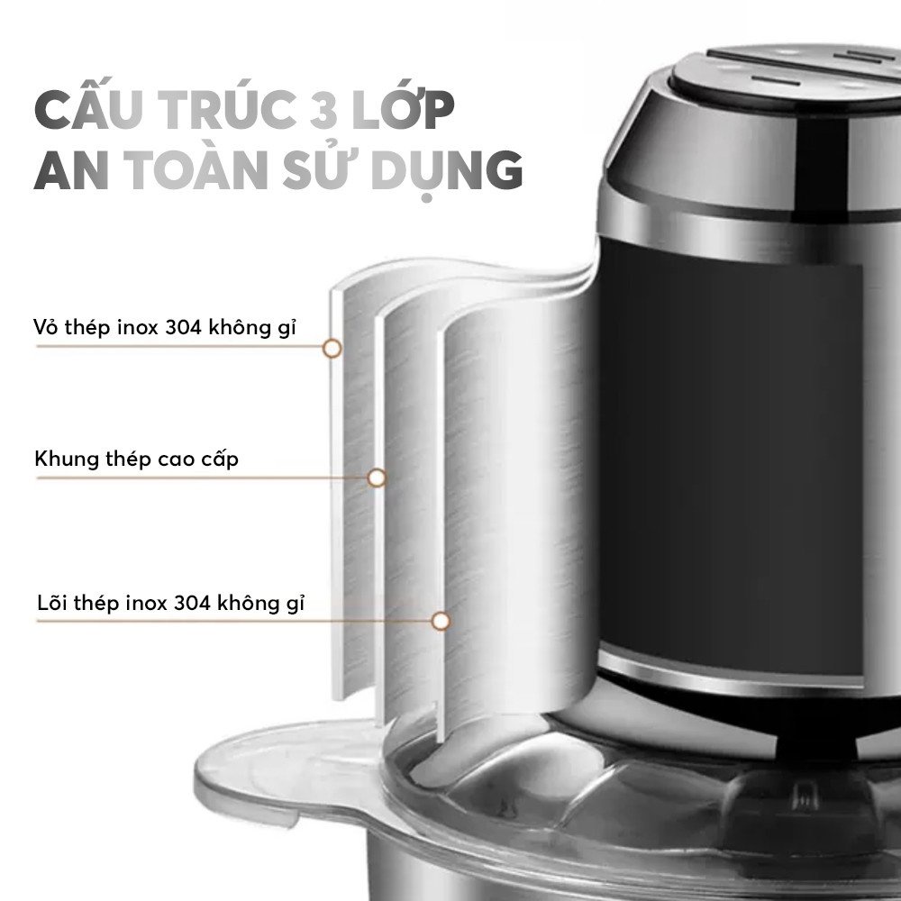 Cối Xay Thịt KITCHEN EXPERT 2L Cối Inox 304 Cao Cấp
