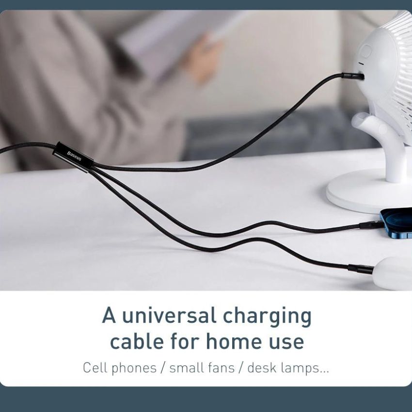 Cáp sạc nhanh 20W 3 đầu Baseus Rapid Series 3-in-1 (Type C to Type C/ Lightning/ Micro USB, Fast Charging & Data Cable)
