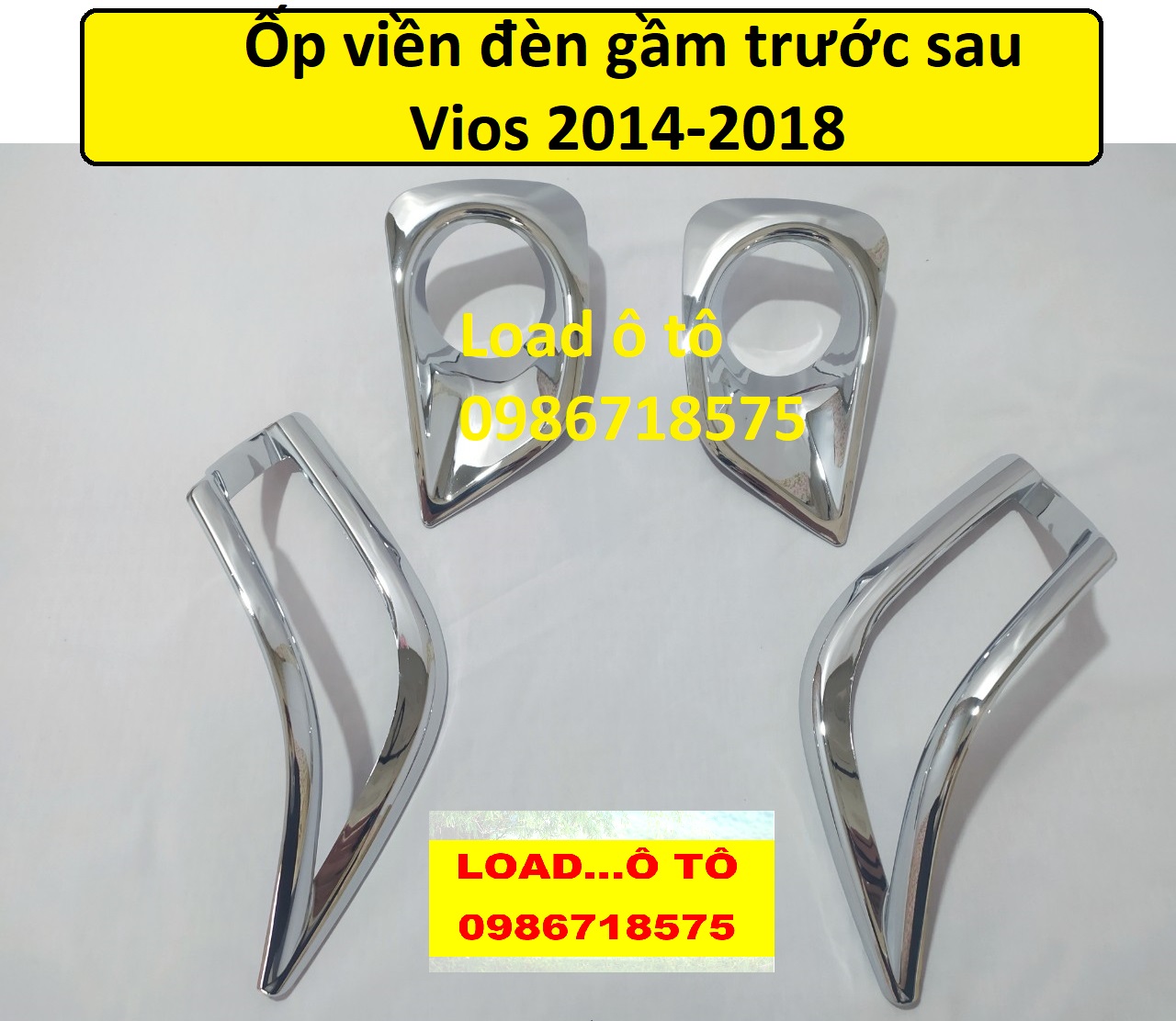 Bộ ốp viền đèn gầm toyota vios 2014-2018 mạ crom