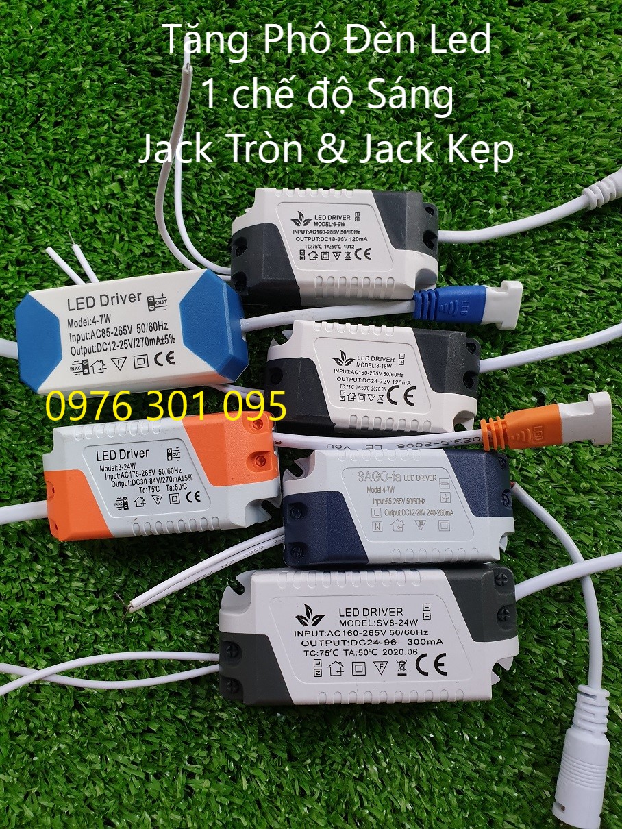 Driver Đèn Led Âm Trần Và Ốp Trần (1 Chế Độ) - (Jack Kẹp & Jack Tròn)