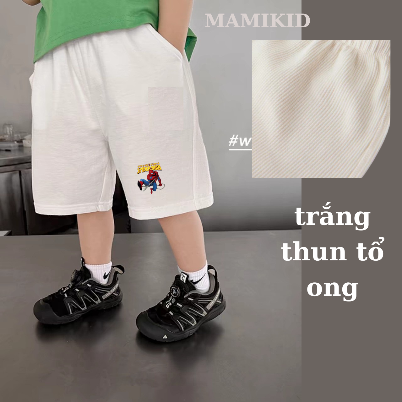 Quần sooc cho bé trai siêu nhân. quần đùi cho bé sành điệu 100% cotton đẹp, shop mamikid