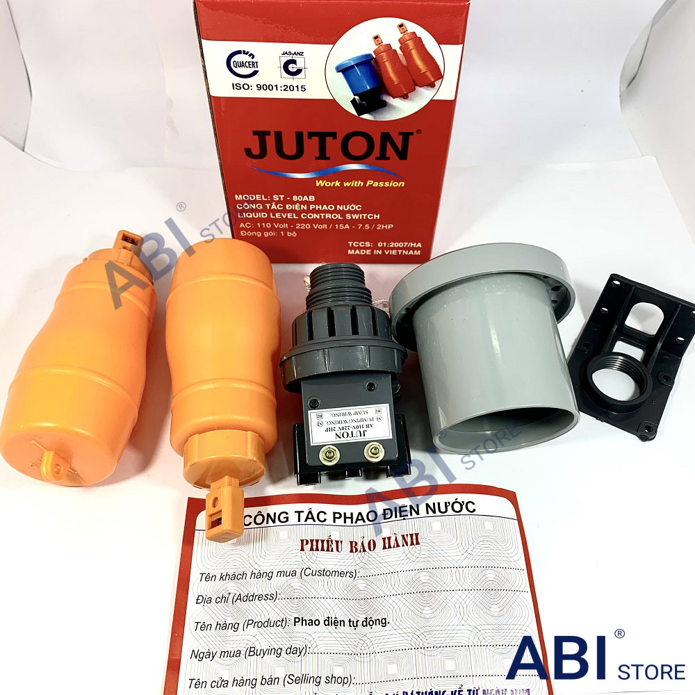 Phao điện Juton Việt Nam b.h 2 năm, phao chống tràn bể nước, công tắc tự động mã ST-80AB