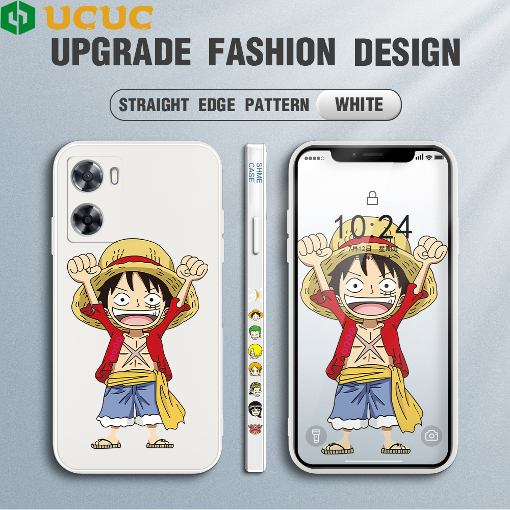 UCUC Ốp Lưng OPPO A57 2022 Oppo Reno8 4G Hp Infinix Zero 5G Infinix Zero5g Anime Monkey D. Luffy Ốp Điện Thoại Bên Hông Anime Ốp Silicon Lỏng CẠNH VUÔNG Ốp Bảo Vệ Chống Sốc Toàn Bộ Máy Ảnh