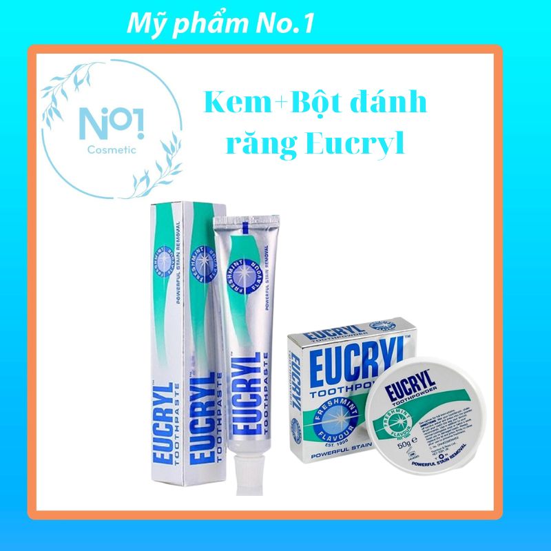 Combo BỘT + KEM đánh tẩy trắng răng Eucryl - Anh Quốc