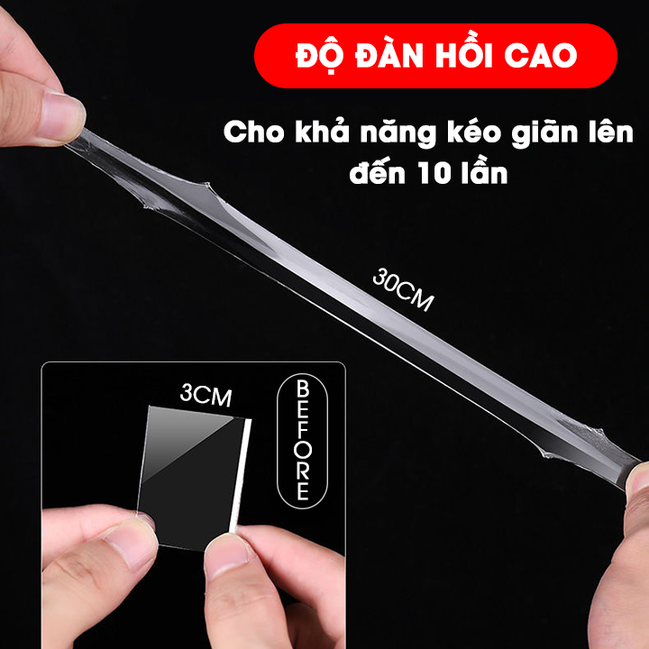 Băng dính 2 mặt đa năng trong suốt siêu dính
