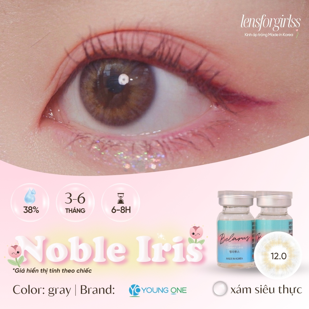 [Mã LazXuHuong02 - giảm 25k đơn từ 199k] Lens cận | Kính áp tròng xám siêu thực NOBLE IRIS GRAY - Made in Korea  | HSD 3-6 tháng | LENSFORGIRLSS