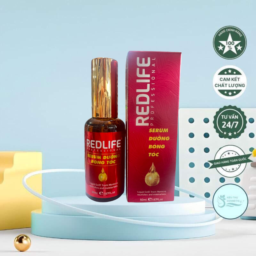 Serum phục hồi nuôi dưỡng tóc bóng mượt redlife 50ml - giảm khô xơ chẻ ngọn - bảo vệ tóc khỏi tia uv - chính hãng