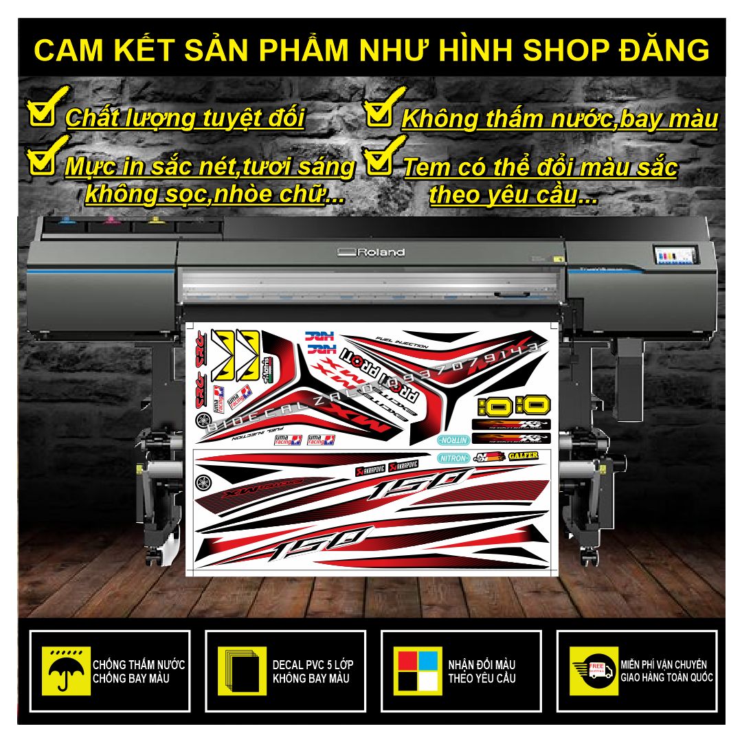TEM RỜI EXCITER 150 MXKING CHẾ PHỐI TRẮNG ĐỎ