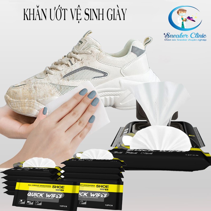 Khăn Lau Giày Quick Wipes Vệ Sinh Giày Sneaker Không Cần Giặt 12 Khăn/Gói