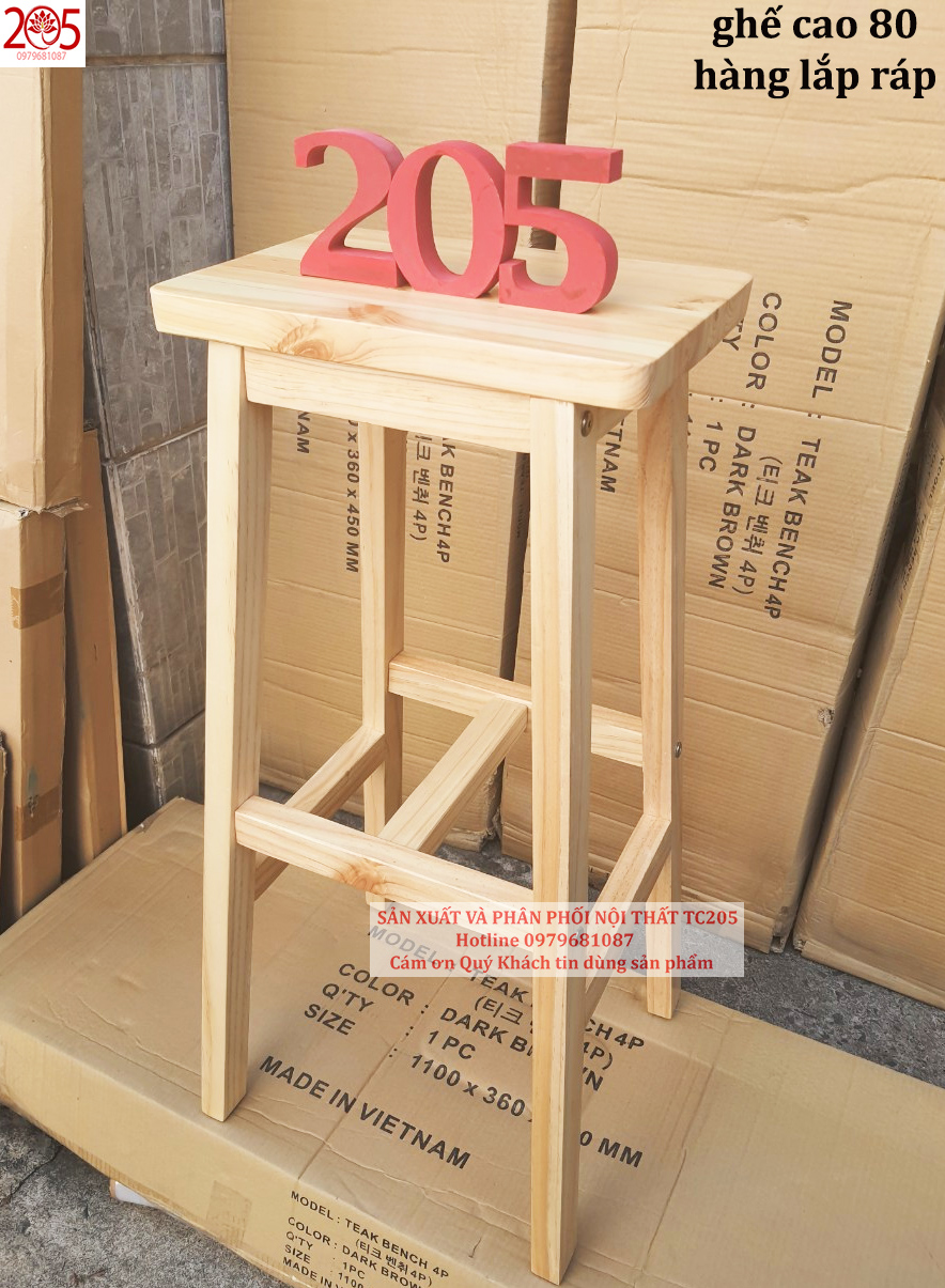 GHẾ CAO 80cm gỗ 100% Nội Thất TC205