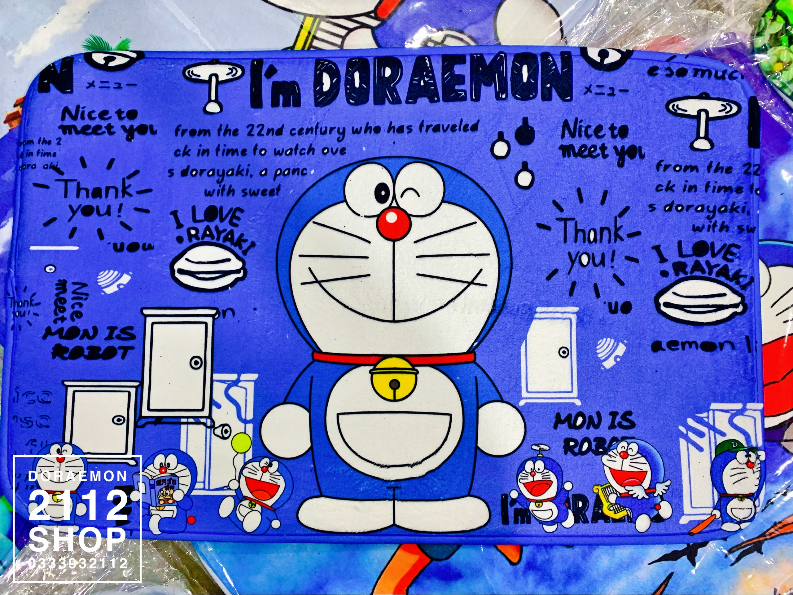 Thảm bông chùi chân hút nước Doraemon 40x60cm