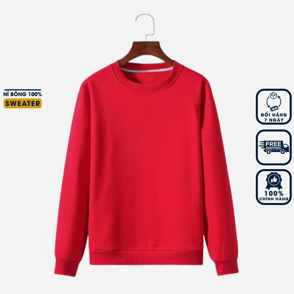 Áo sweater trơn nam nữ form rộng áo tay dài trơn unisex áo sweater basic nỉ bông dày mềm mịn BonBon MAD 002