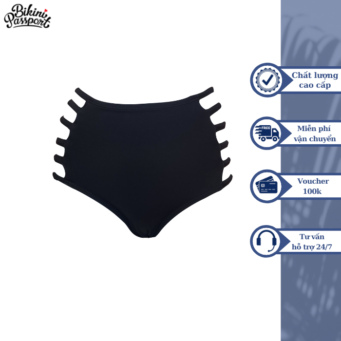 Quần bơi nữ bikini passport kiểu quần lưng thấp dây thưa - bs235_bl