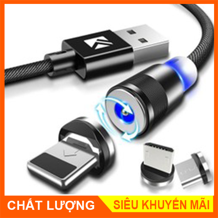 CÁP SẠC TỪ HÍT NAM CHÂM 3 ĐẦU ( microUSB-Lightning-Type C)