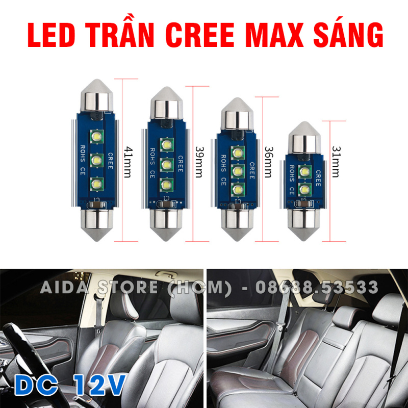 [HCM]Bóng LED đèn trần xe ô tô tản nhiệt xanh 2-3SMD CREE cực sáng - DC12v