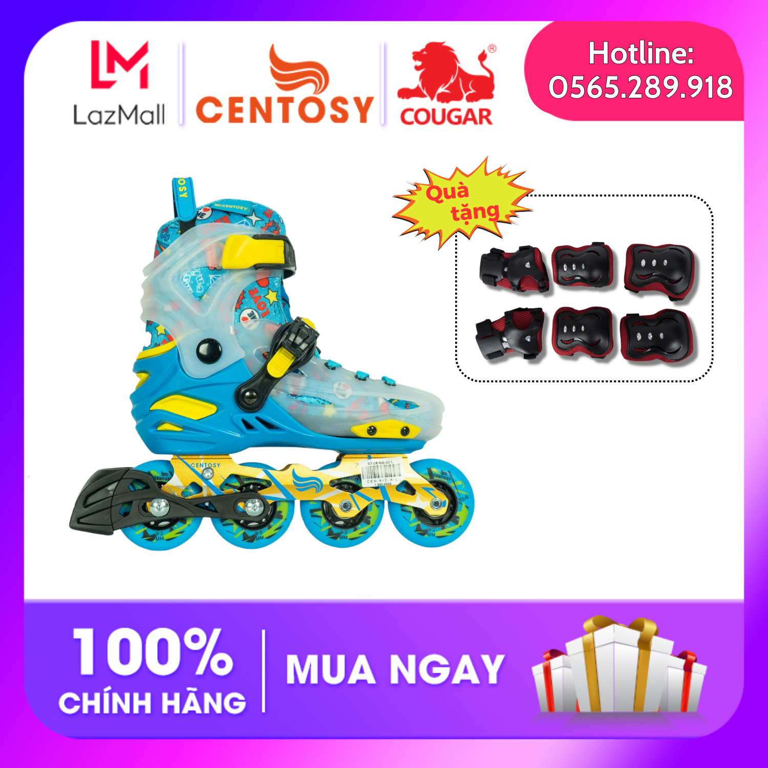Centosy Kid Pro 1 roller skating shoes glowing roller skating shoes with locking wheels training-free shoes bag or protector genuine