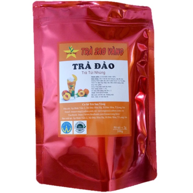 Trà Đào Sao Vàng (Túi Nhúng) gói 100gr nhiều vị ( Đào, Vải)