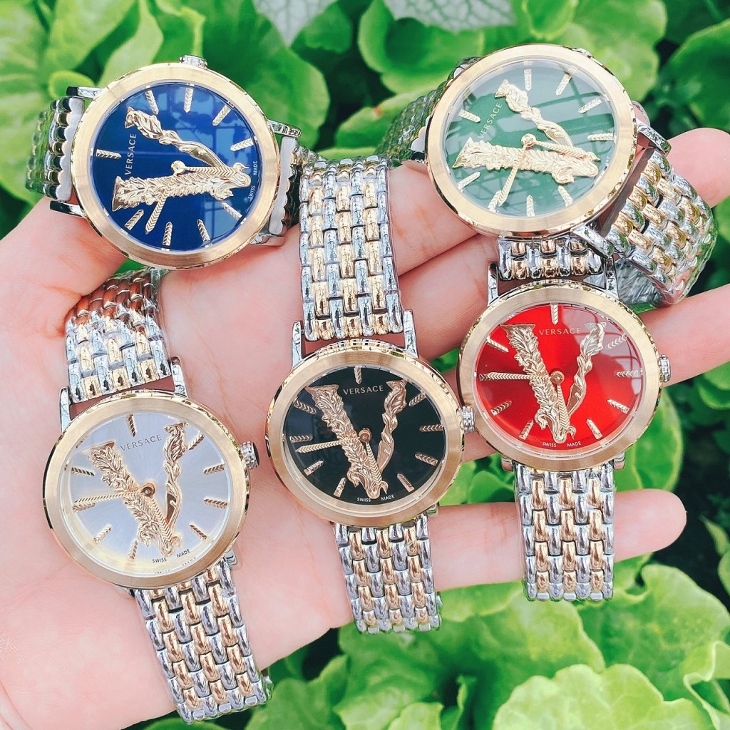 [HCM]Đồng Hồ Versace Virtus Gold Nữ Dây Demi Mặt Đen 36mm