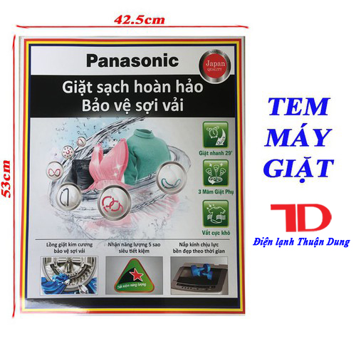 Tem dán máy giặt PANASONIC, miếng dán trang trí