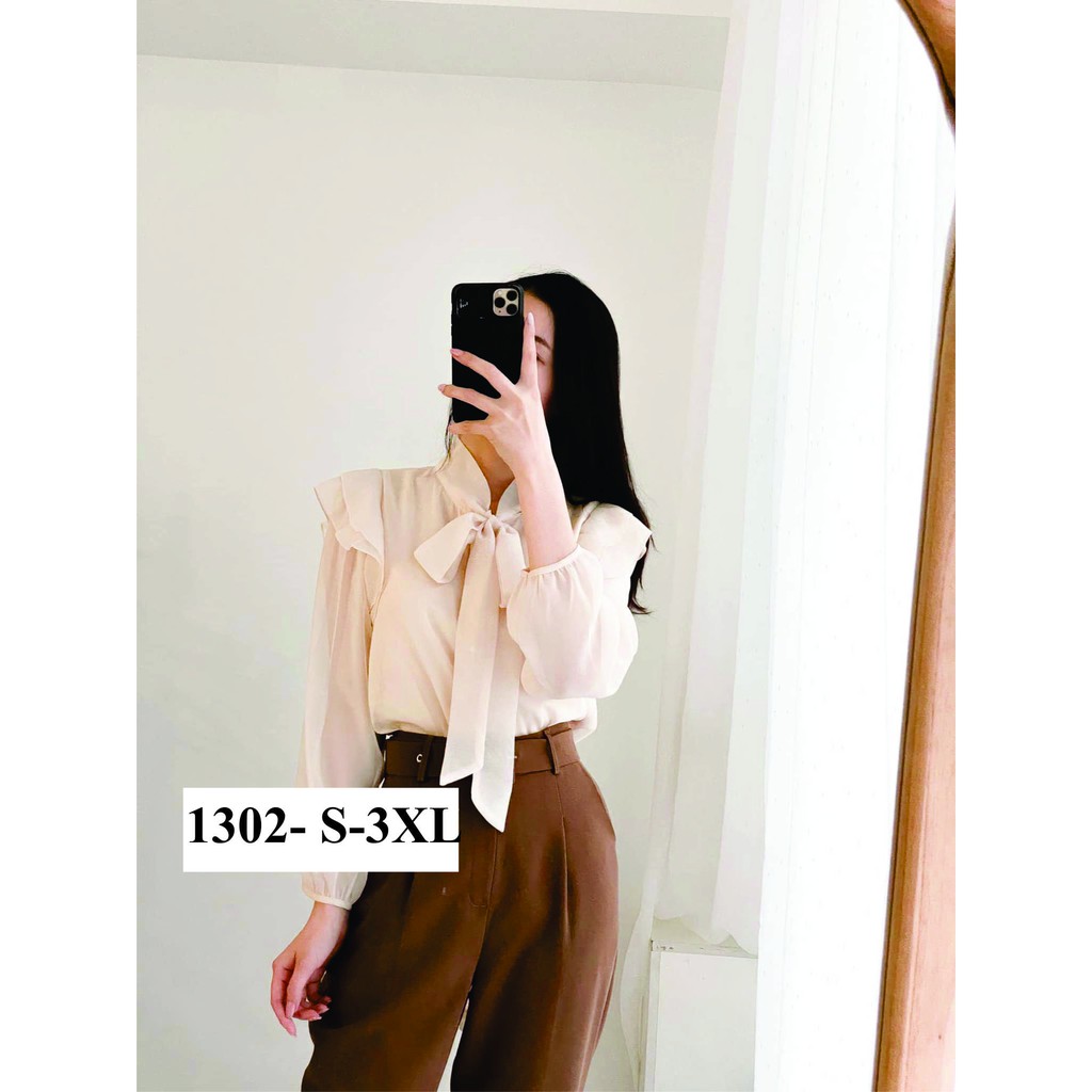 Rập giấy áo thắt nơ tay dài mã 1302