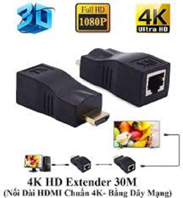 [HCM]Bộ nối dài HDMI ra LAN 30m chuẩn 4K (4K HD EXTENDER 30M)