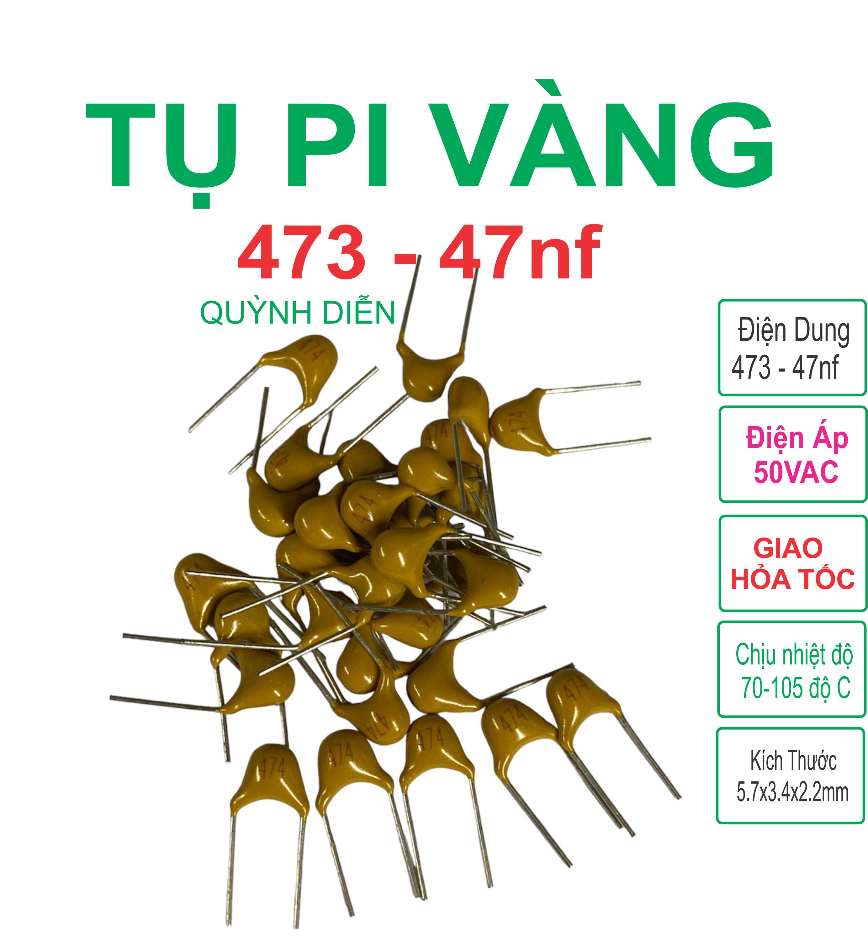Combo 20 tụ pi vàng 473 - 47nf - 50v quỳnh diễn