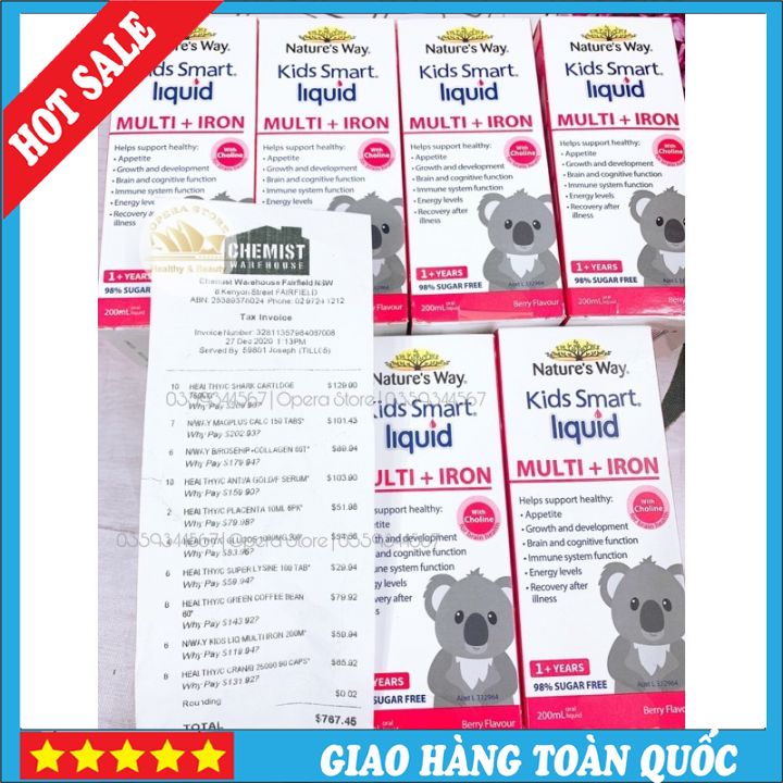 Nature's Way Kids Smart Liquid Multi + Iron 200ml sắt date 2022