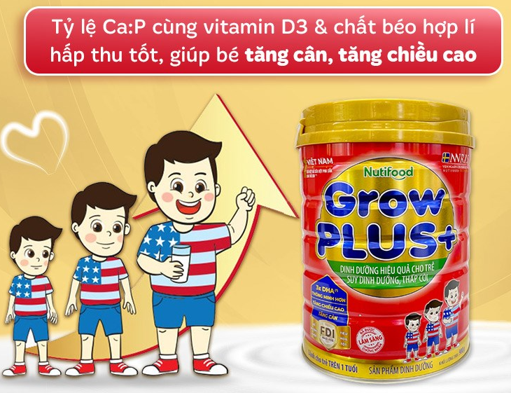 Sữa bột Nutifood GrowPLUS+ đỏ hương vani 900g (từ 1 tuổi)