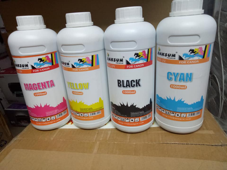2c chai Mực canon dye uv 1Lit chọn màu