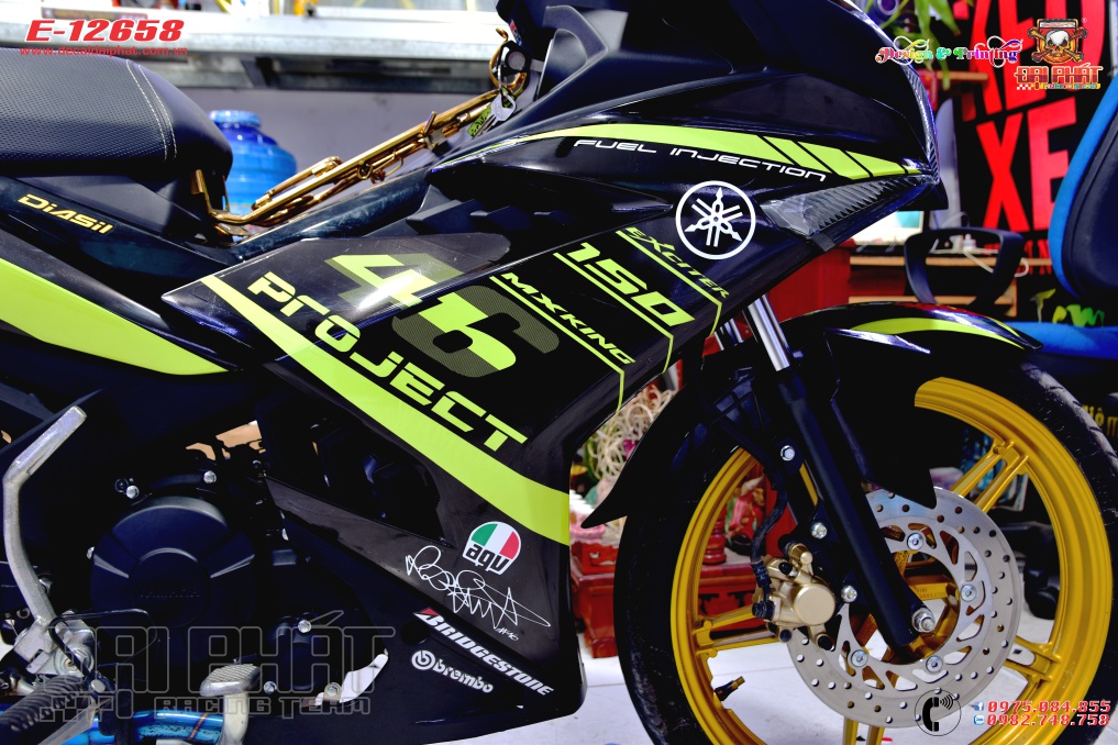Tem Xe Exciter 150 Mxking Xanh Đen
