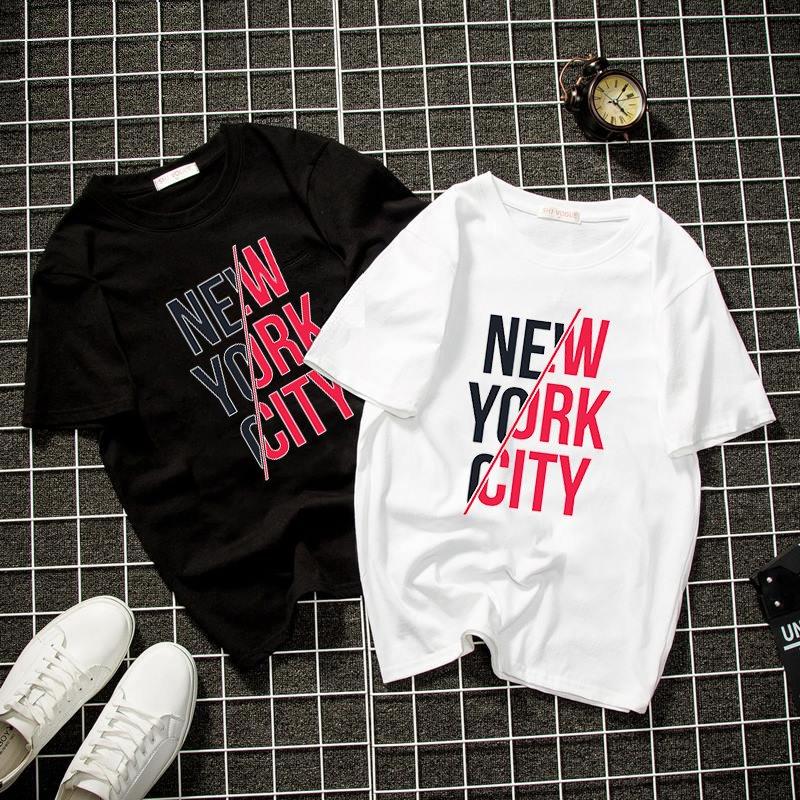 Áo thun unisex Hàn Quốc in hình new york city vải dày mịn DEALT908